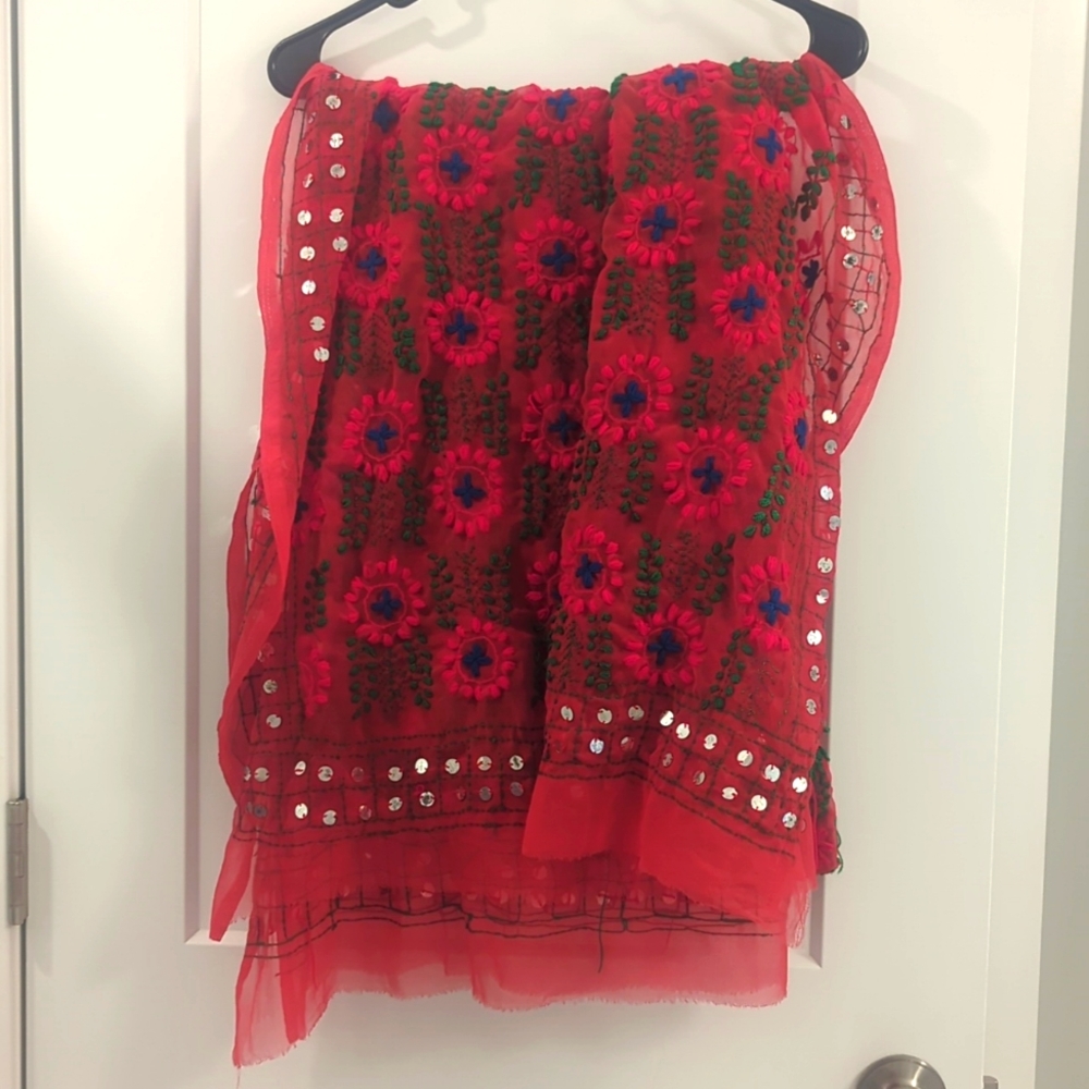 Large red scarf /shawl Pakistani /Indian BRAND NEW